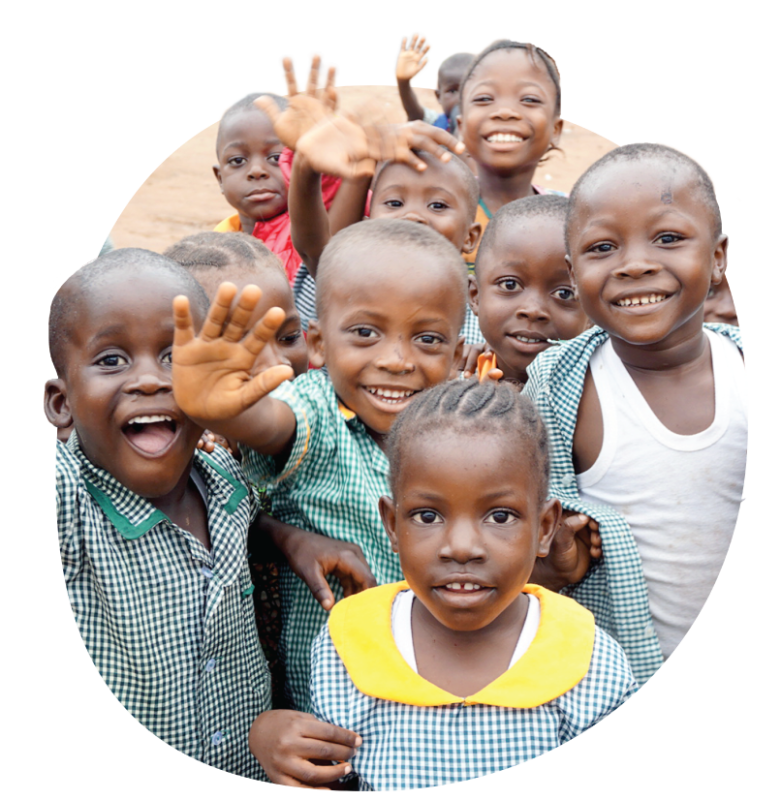 Smiling and waving kids from Sierra Leone